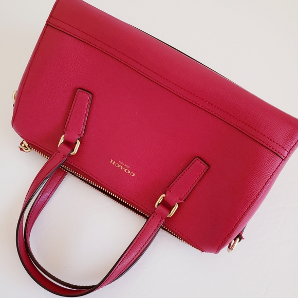 Coach Red/Burgundy Satchel Crossbody Bag - Excellent Condition - Picture 2 of 15